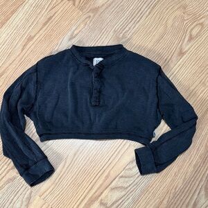 BDG Charcoal Waffle-Knit Crop Top